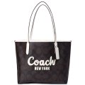 【COACH】コーチ バッグ コーティングキャンバス レザー シグネチャー ロゴ シティ トートバッグ ウォルナット×チャーク〔日本未発売〕