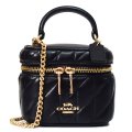 【COACH】コーチ バッグ レザー キルティング アヴァ ロゴ スクエア ボックス チェーン クロスボディ 2WAY 斜め掛け ショルダー ハンドバッグ ブラック（日本未発売）