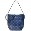 【COACH】コーチ バッグ バケツ型 デニム パテント コーティングキャンバス レザー シグネチャー シティ バケット ロゴ 2way レザー クロスボディ 斜め掛け ショルダー ハンドバッグ ダークデニム（日本未発売）