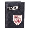 【COACH】コーチ パスポートケース コーティングキャンバス レザー シグネチャー ワッペン パッチ ロゴ パスポートカバー カードケース チャコールマルチ（日本未発売）