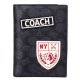 【COACH】コーチ パスポートケース コーティングキャンバス レザー シグネチャー ワッペン パッチ ロゴ パスポートカバー カードケース チャコールマルチ（日本未発売）