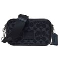 【COACH】コーチ メンズ バッグ デニム レザー シグネチャー ワイアット ダブルジップ 2WAY 斜め掛け クロスボディ クラッチ ショルダーバッグ ブラック〔日本未発売〕