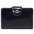 【COACH】コーチ 財布 レザー ロゴ ミディアム コーナー ジップ ウォレット 二つ折り財布 ブラック×シルバー（日本未発売）