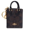【COACH】コーチ キーホルダー コーティングキャンバス レザー シグネチャー ミニ ノースサウス トート バッグ ポーチ 小物入れ バッグチャーム ブラウン×ブラック（日本未発売）