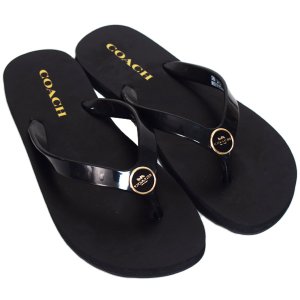 画像1: 【COACH】コーチ サンダル ラバー ゼイン フリップ フロップ ロゴ ビーチサンダル シューズ ビーサン ブラック 7B〔日本未発売〕