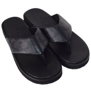 画像1: 【COACH】コーチ サンダル メンズ コーティングキャンバス シグネチャー ラバー フリップ フロップ ロゴ ビーチサンダル シューズ ビーサン チャコールマルチ 7D〔日本未発売〕