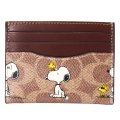 【COACH】コーチ スヌーピー カードケース ピーナッツ コラボ コーティングキャンバス レザー シグネチャー プリント スリム ID パスケース 定期入れ 名刺入れ タンマルチ（日本未発売）