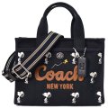 【COACH】コーチ スヌーピー バッグ キャンバストート ピーナッツ コラボ キャンバス トート 刺繡 カーゴ 26 ロゴ 2WAY クロスボディ ショルダー ハンドバッグ ブラックマルチ（日本未発売）