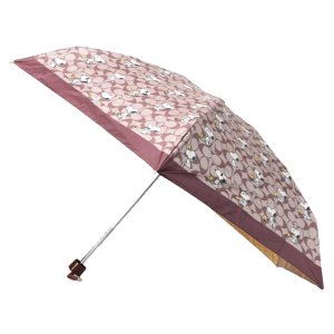 画像1: 【COACH】コーチ スヌーピー 傘 ピーナッツ コラボ ウッドストック シグネチャー UVカット99% 晴雨兼用 日傘 ミニ アンブレラ 折りたたみ傘 ブラウンマルチ（日本未発売）
