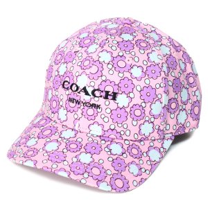 画像1: 【COACH】コーチ キャップ 花柄 コットン シグネチャー フラワー フローラル ロゴ ベースボール 帽子 パープル〔日本未発売〕