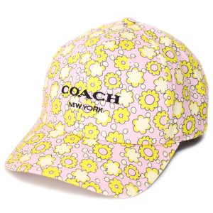 画像1: 【COACH】コーチ キャップ コットン シグネチャー 花柄 フラワー フローラル ロゴ ベースボール 帽子 ライム〔日本未発売〕