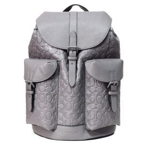 画像1: 【COACH】コーチ メンズ バックパック レザー 型押し シグネチャー ワーナー ラージ リュックサック バッグ チャコール〔日本未発売〕