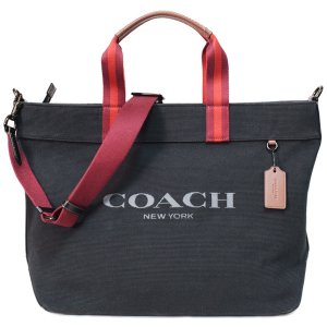 画像1: 【COACH】コーチ キャンバス レザー トート 38 2WAY ロゴ クロスボディ 斜め掛け ショルダー トートバッグ ブラック〔日本未発売〕