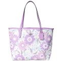 【COACH】コーチ バッグ 花柄 フラワー フローラル レザー ロゴ シティ トートバッグ アイボリー×パープルマルチ〔日本未発売〕