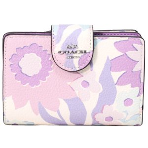 画像1: 【COACH】コーチ 財布 花柄 レザー フローラル プリント ミディアム コーナー ジップ ウォレット 二つ折り財布 アイボリーマルチ（日本未発売）