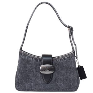 画像1: 【COACH】コーチ バッグ デニム エライザ レザー ロゴ ワンハンドル ショルダー ハンドバッグ ウォッシュドグレー（日本未発売）