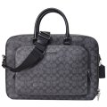 【COACH】コーチ メンズ バッグ コーティングキャンバス レザー シグネチャー イーサン ブリーフ ダブルジップ 2WAY ビジネス キャリーフック ショルダーバッグ チャコール×ブラック〔日本未発売〕