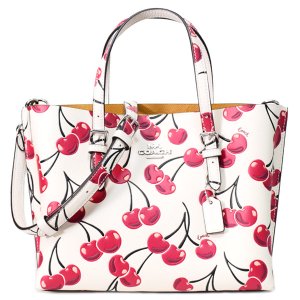 画像1: 【COACH】コーチ さくらんぼ バッグ ぺブルレザー チェリー モリー トート 25 ロゴ 2WAY クロスボディ 斜め掛け ショルダー ハンドバッグ チャークマルチ（日本未発売）