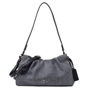 画像1: 【COACH】コーチ バッグ デニム 巾着 レザー フェイ ロゴ 3WAY クロスボディ 斜め掛け ショルダー クラッチ ハンドバッグ ウォッシュドグレー（日本未発売）