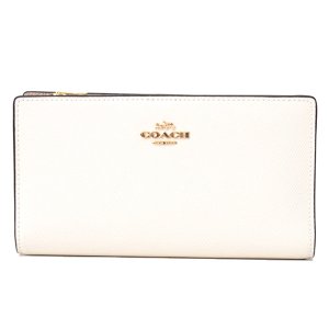 画像1: 【COACH】コーチ 長財布 クロスグレインレザー ロゴ スリム ジップ ウォレット 二つ折り 長財布 チャーク〔日本未発売〕