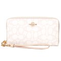 【COACH】コーチ 長財布 コーティングキャンバス レザー シグネチャー リストレット ウォレット ロング ジップ アラウンド 長財布 アイボリー（日本未発売）