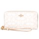 【COACH】コーチ 長財布 コーティングキャンバス レザー シグネチャー リストレット ウォレット ロング ジップ アラウンド 長財布 アイボリー（日本未発売）