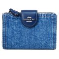 【COACH】コーチ 財布 デニム レザー ロゴ ミディアム コーナー ジップ ウォレット 二つ折り財布 インディゴ（日本未発売）