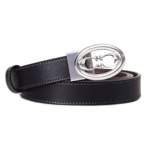 画像1: 【COACH】コーチ ベルト レザー シグネチャー バックル リバーシブル カット トゥ サイズ スキニー スリム 25mm ベルト ブラックメイプル〔日本未発売〕
