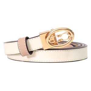 画像1: 【COACH】コーチ ベルト レザー バックル リバーシブル カット トゥ サイズ スキニー スリム 18mm ベルト チャーク×トープ〔日本未発売〕