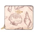 【COACH】コーチ 財布 コーティングキャンバス レザー シグネチャー シェル 貝殻 プリント コンパクト スナップ ウォレット 二つ折り財布 サンドマルチ（日本未発売）