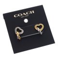 【COACH】コーチ ピアス プレーテッドブラス ハート ダブル スティッチド ドロップ ピアス イアリング ゴールド×シルバー〔日本未発売〕
