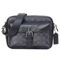 【COACH】コーチ メンズ バッグ コーティングキャンバス レザー シグネチャー ワーナー クロスボディ 2WAY 斜め掛け クラッチ ショルダーバッグ チャコール×ブラック〔日本未発売〕