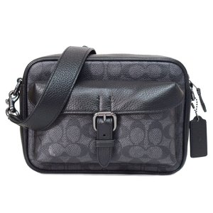 画像1: 【COACH】コーチ メンズ バッグ コーティングキャンバス レザー シグネチャー ワーナー クロスボディ 2WAY 斜め掛け クラッチ ショルダーバッグ チャコール×ブラック〔日本未発売〕