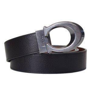 画像1: 【COACH】コーチ メンズ ベルト レザー シグネチャー バックル リバーシブル カット トゥ サイズ ベルト 38mm ブラック×ダークサドル〔日本未発売〕