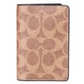 【COACH】コーチ カードケース コーティングキャンバス レザー シグネチャー カードホルダー 二つ折り ID パスケース 定期入れ タン×ブラック（日本未発売）