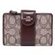 【COACH】コーチ 財布 ジャガード レザー シグネチャー ミディアム コーナー ジップ ウォレット 二つ折り財布 オーク×メイプル（日本未発売）