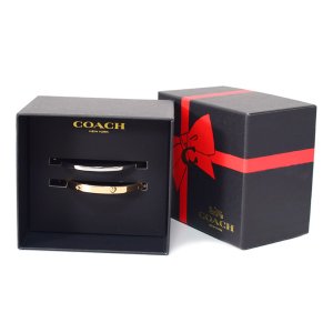 画像1: 【COACH】コーチ バングル プレーテッドブラス シグネチャー ハート チェリー ブレスレット 専用BOX付 2点セット ゴールド×シルバー【訳あり】〔日本未発売〕