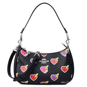 画像1: 【COACH】コーチ バッグ ハートボルト PVC レザー テリ ロゴ 2way クロスボディ 斜め掛け ショルダー ハンドバッグ ブラックマルチ（日本未発売）