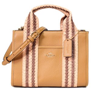 画像1: 【COACH】コーチ バッグ ぺブルレザー ストロー ミニ スミス ロゴ 2WAY クロスボディ ショルダー ハンドバッグ ハニーブラウンマルチ（日本未発売）