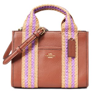 画像1: 【COACH】コーチ バッグ ぺブルレザー ストロー ミニ スミス ロゴ 2WAY クロスボディ ショルダー ハンドバッグ レッドウッドマルチ（日本未発売）