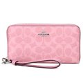 【COACH】コーチ 長財布 コーティングキャンバス レザー シグネチャー リストレット ロング ジップ アラウンド 長財布 ダスティピンク（日本未発売）