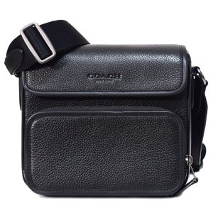 画像1: 【COACH】コーチ メンズ バッグ ぺブルレザー サリバン クロスボディ フラップ メッセンジャー カメラ 斜め掛け ショルダーバッグ ブラック〔日本未発売〕