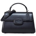 【COACH】コーチ バッグ レザー エライザ ロゴ トップ ハンドル サッチェル クロスボディ 2WAY ショルダー ハンドバッグ ブラック（日本未発売）