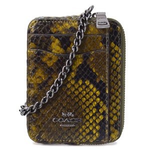 画像1: 【COACH】コーチ カードケース パイソン レザー アニマル スネーク チェーン ロゴ ジップ カードケース カードポーチ 定期入れ 名刺入れ コインケース オリーブマルチ（日本未発売）