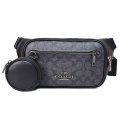 【COACH】コーチ ボディバッグ コーティングキャンバス レザー シグネチャー エリアス コインケース付き ベルトバッグ 2way ワンショルダー バックパック バッグ ウエスト チャコール×ブラック（日本未発売）