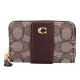 【COACH】コーチ カードケース ジャガード レザー シグネチャー エッセンシャル スモール ジップ アラウンド スクエア スリム コインケース オークメイプル（日本未発売）