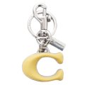 【COACH】コーチ キーホルダー メタル レザー シグネチャー C ロゴ ビッグモチーフ バッグチャーム キーリング キーホルダー シルバー×イエロー（日本未発売）