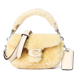 画像1: 【COACH】コーチ バッグ シアリング レザー タビー 12 もこもこ ふわふわ マイクロ ロゴ フラップ クロスボディ 3WAY ショルダー ハンドバッグ クリーム（日本未発売）