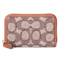 【COACH】コーチ カードケース ジャガード レザー シグネチャー エッセンシャル スモール ジップ アラウンド スクエア スリム コインケース ブラウンマルチ（日本未発売）