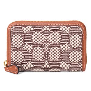 画像1: 【COACH】コーチ カードケース ジャガード レザー シグネチャー エッセンシャル スモール ジップ アラウンド スクエア スリム コインケース ブラウンマルチ（日本未発売）